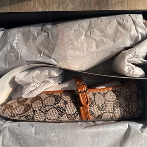 COACH Crystal Signature Jacquard Mary Jane Flats